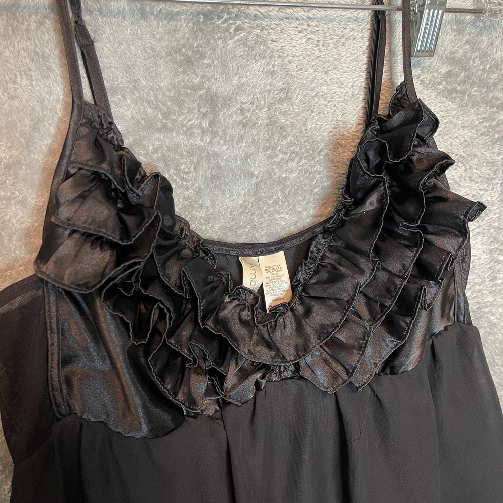 Womens Y2K Sheer Ruffle Babydoll Size M Dark Forest Fairy Whimsigoth Goth